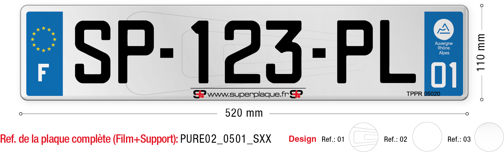 Plaques d'immatriculation Plexiglas